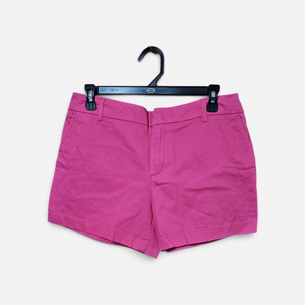Jones & Co Womens Chino Shorts Pink Mid Rise Stretch Cotton Flat Front Size 6